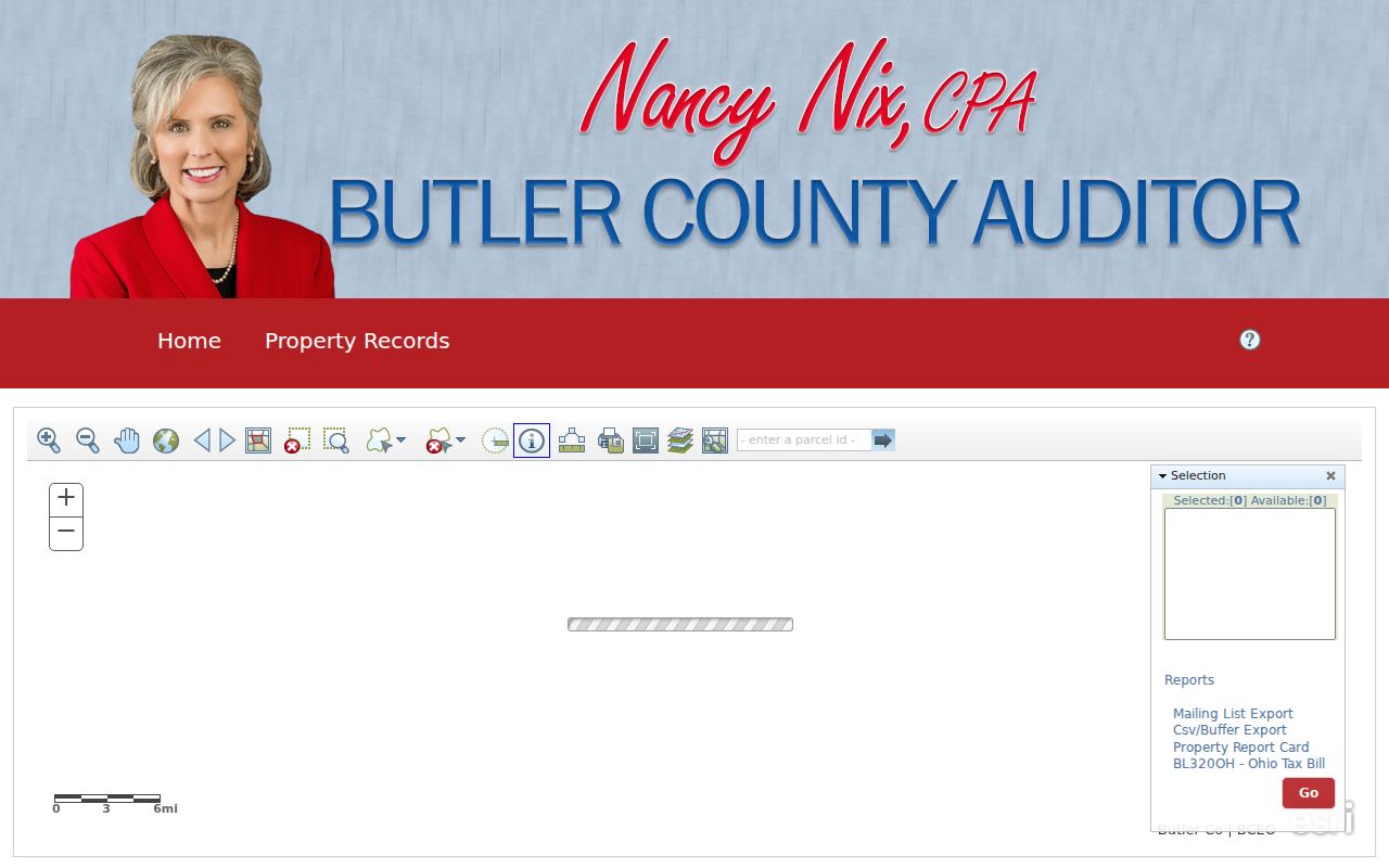 Oxford Township neighbors parcel buffer controls in Butler County Auditor Map Search