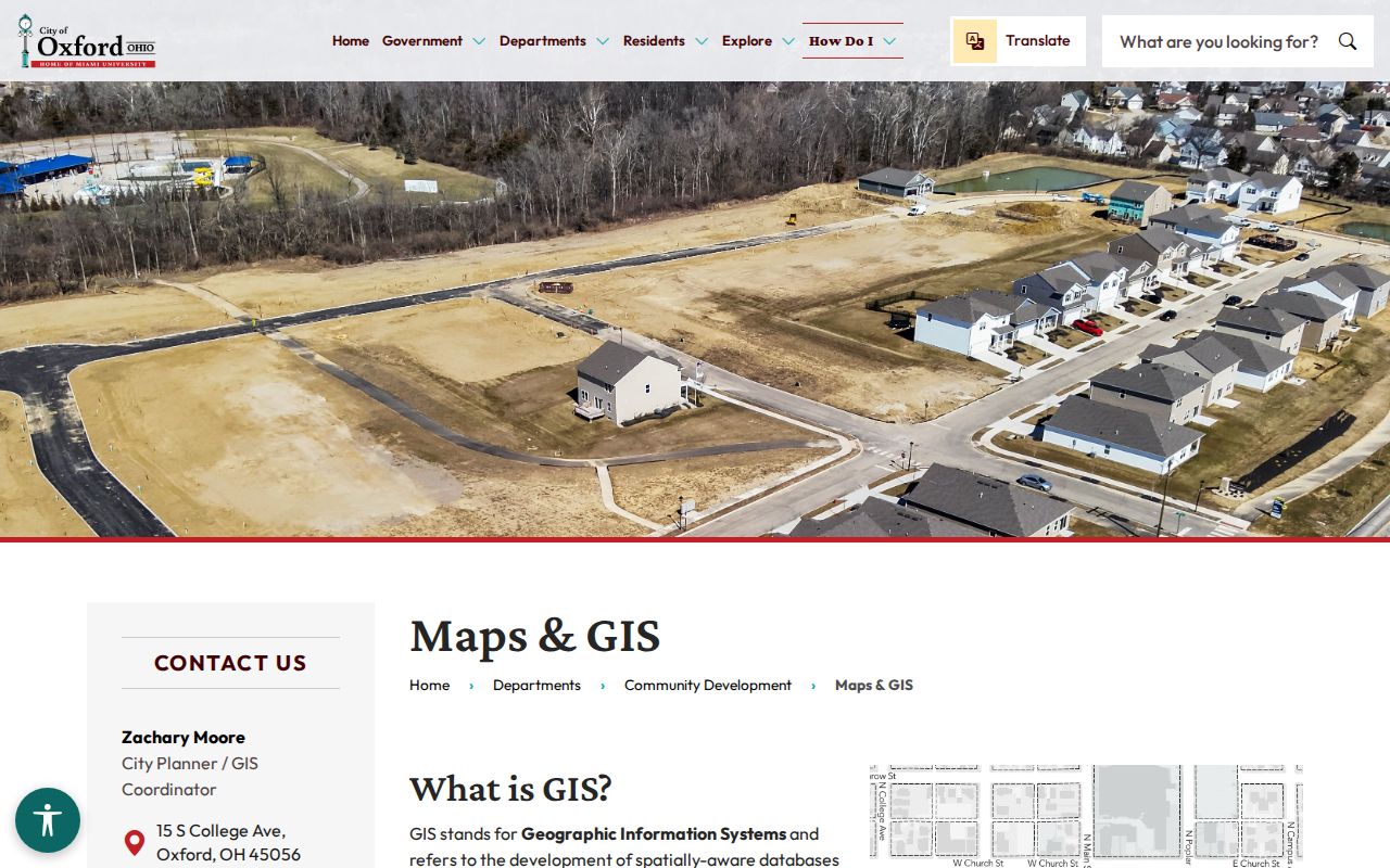 Oxford Township neighbors boundary check through City of Oxford GIS