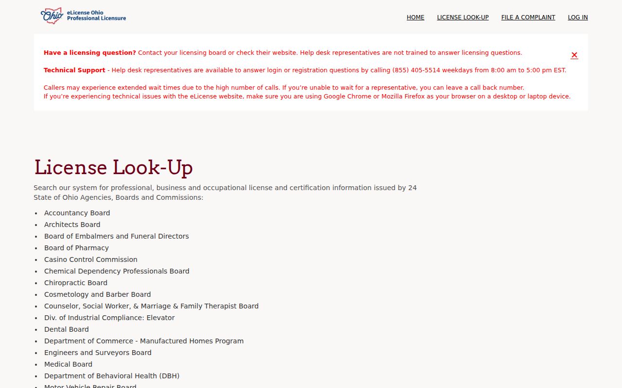 Oxford Township resident lookup using Ohio eLicense verification