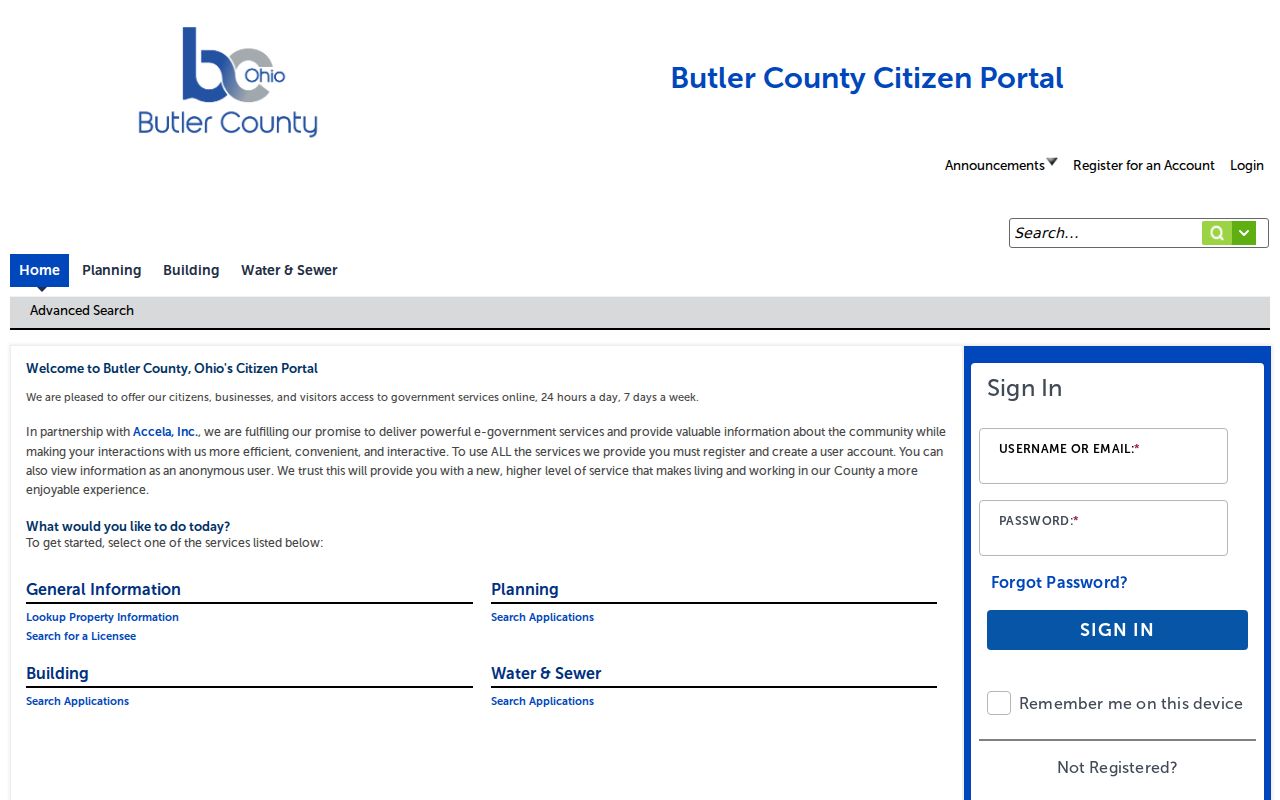 Oxford Township street directory address records Butler County Citizen Portal search