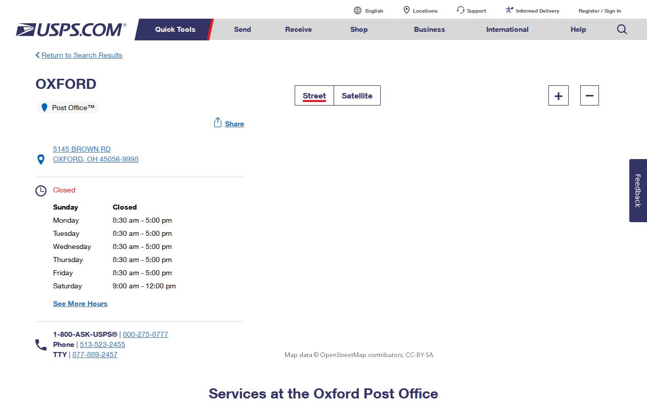 Oxford Township ZIP code directory lookup Oxford Post Office location details